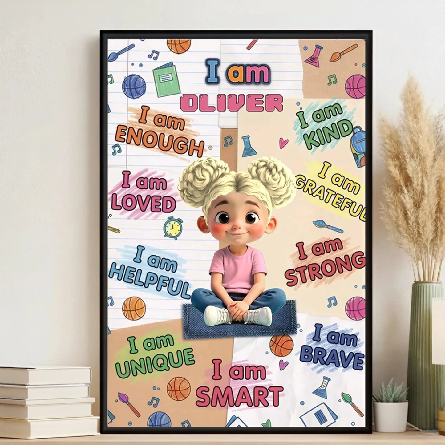 I Am Enough I Am Loved I Am Brave – Personalized Vertical Affirmation Poster Wall Art – Inspirational Birthday & Christmas Gift for Daughters and Young Girls  Ezcustomize