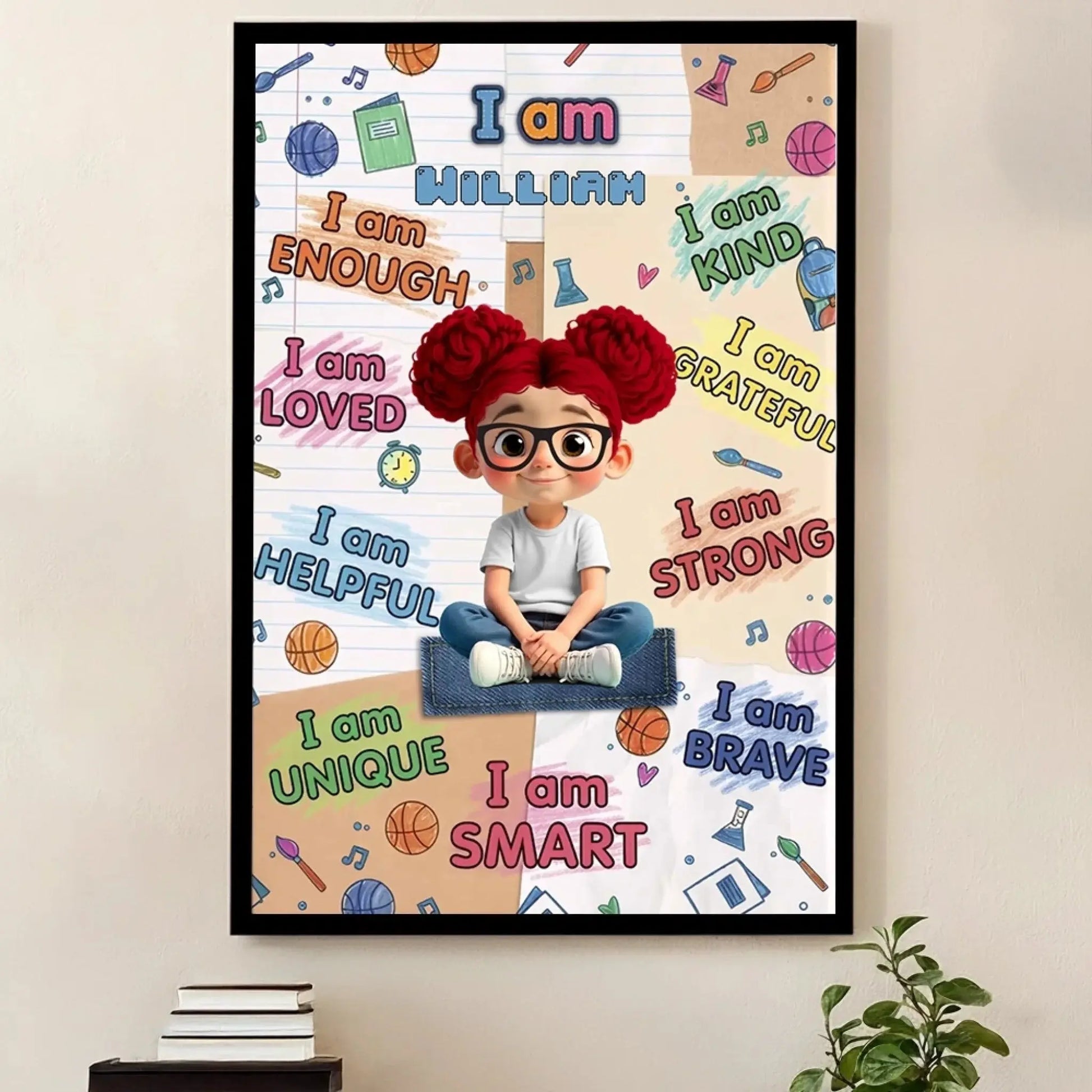 I Am Enough I Am Loved I Am Brave – Personalized Vertical Affirmation Poster Wall Art – Inspirational Birthday & Christmas Gift for Daughters and Young Girls  Ezcustomize