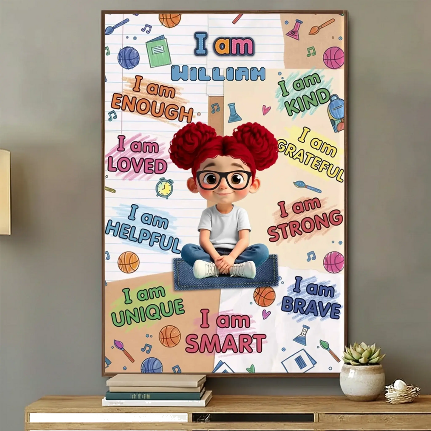 I Am Enough I Am Loved I Am Brave – Personalized Vertical Affirmation Poster Wall Art – Inspirational Birthday & Christmas Gift for Daughters and Young Girls  Ezcustomize