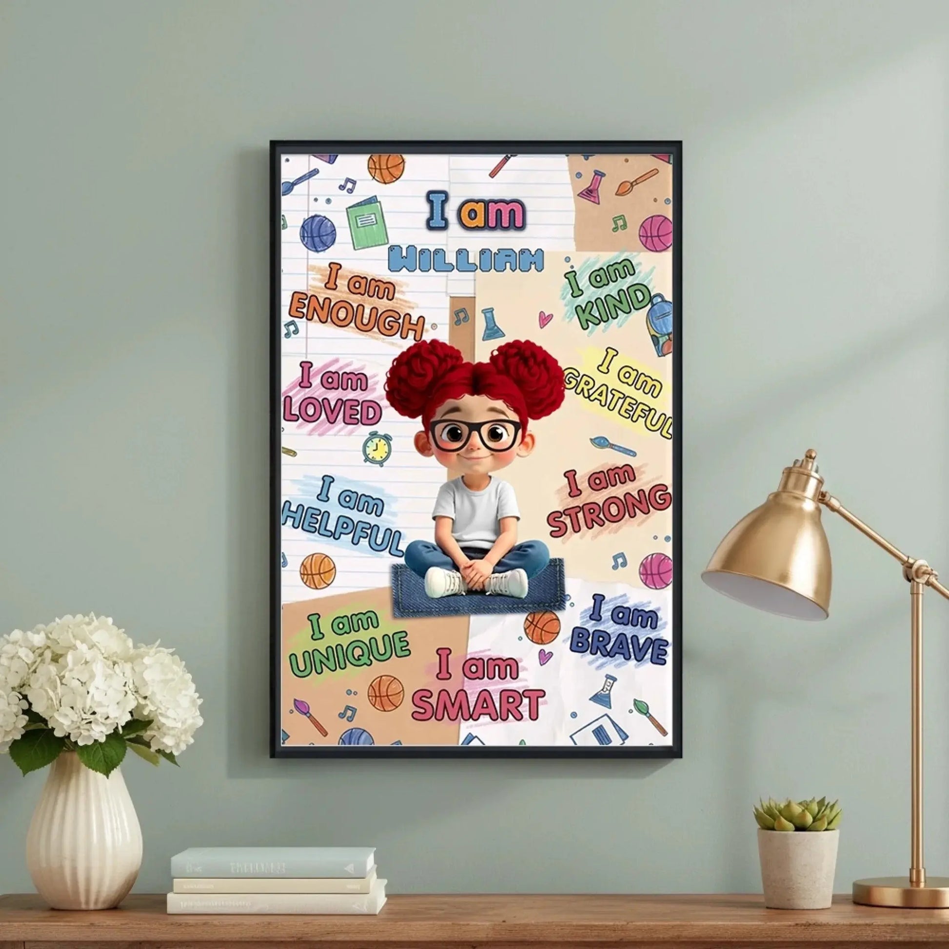 I Am Enough I Am Loved I Am Brave – Personalized Vertical Affirmation Poster Wall Art – Inspirational Birthday & Christmas Gift for Daughters and Young Girls  Ezcustomize