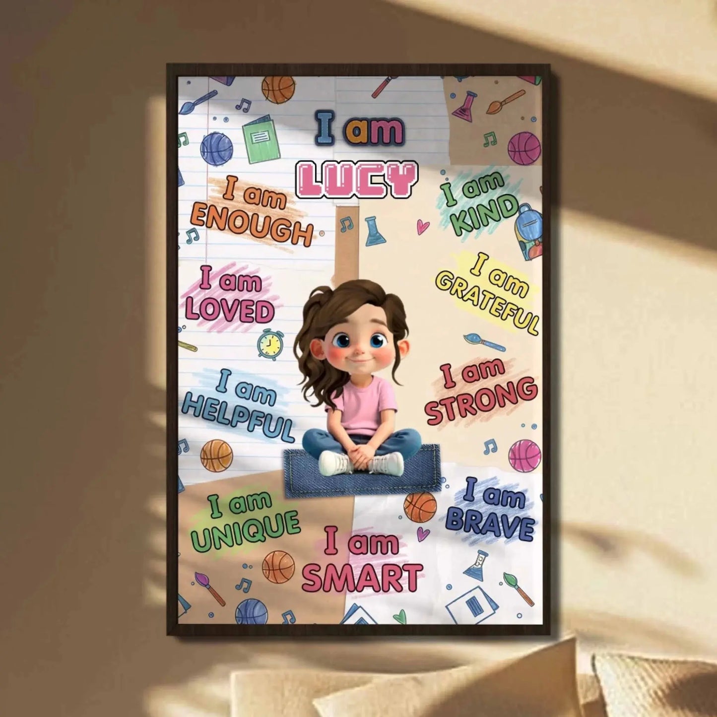 I Am Enough I Am Loved I Am Brave – Personalized Vertical Affirmation Poster Wall Art – Inspirational Birthday & Christmas Gift for Daughters and Young Girls  Ezcustomize