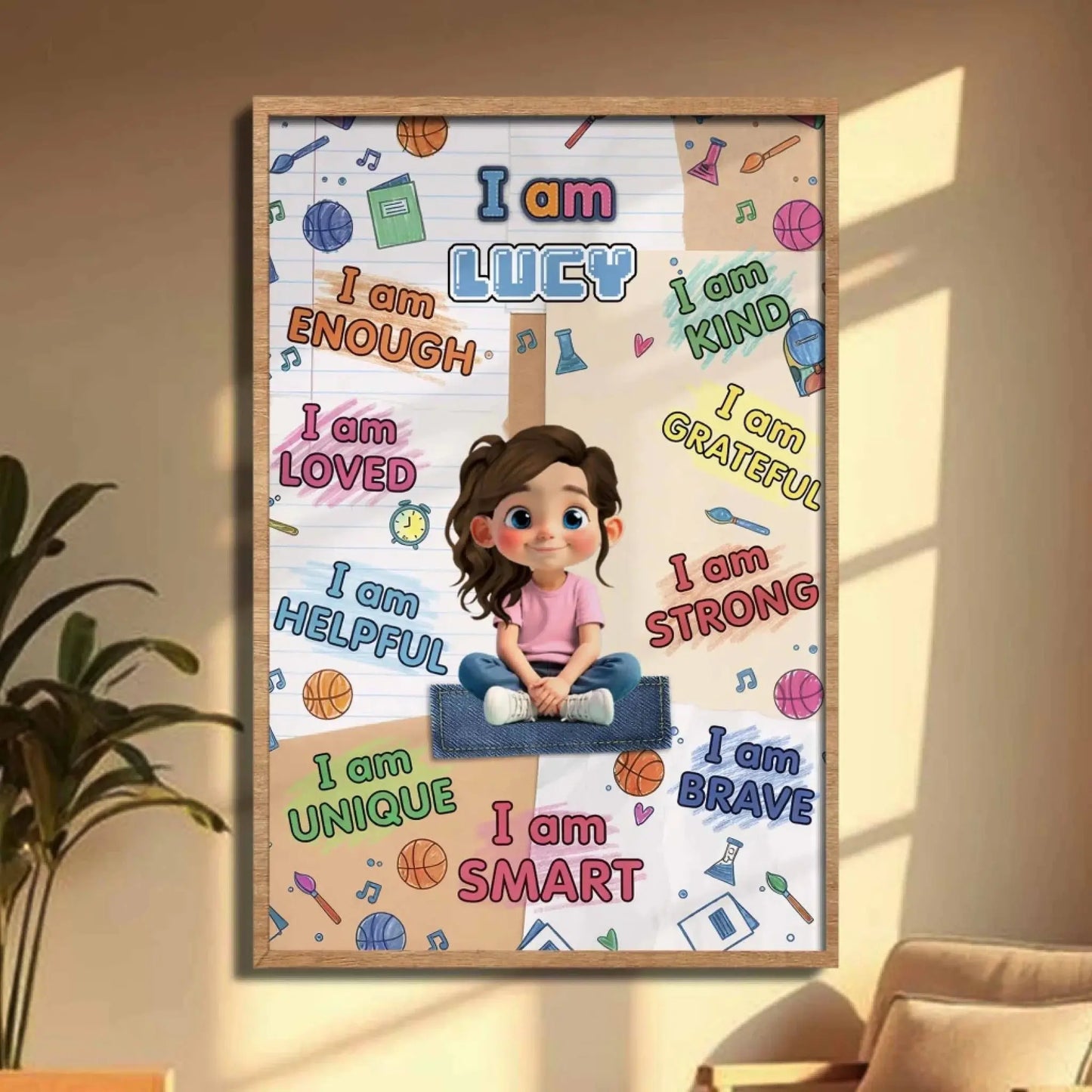 I Am Enough I Am Loved I Am Brave – Personalized Vertical Affirmation Poster Wall Art – Inspirational Birthday & Christmas Gift for Daughters and Young Girls  Ezcustomize