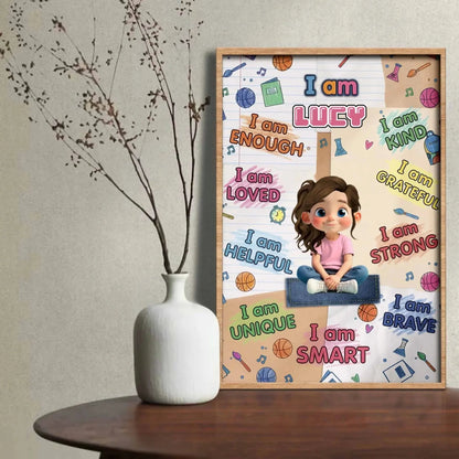I Am Enough I Am Loved I Am Brave – Personalized Vertical Affirmation Poster Wall Art – Inspirational Birthday & Christmas Gift for Daughters and Young Girls  Ezcustomize
