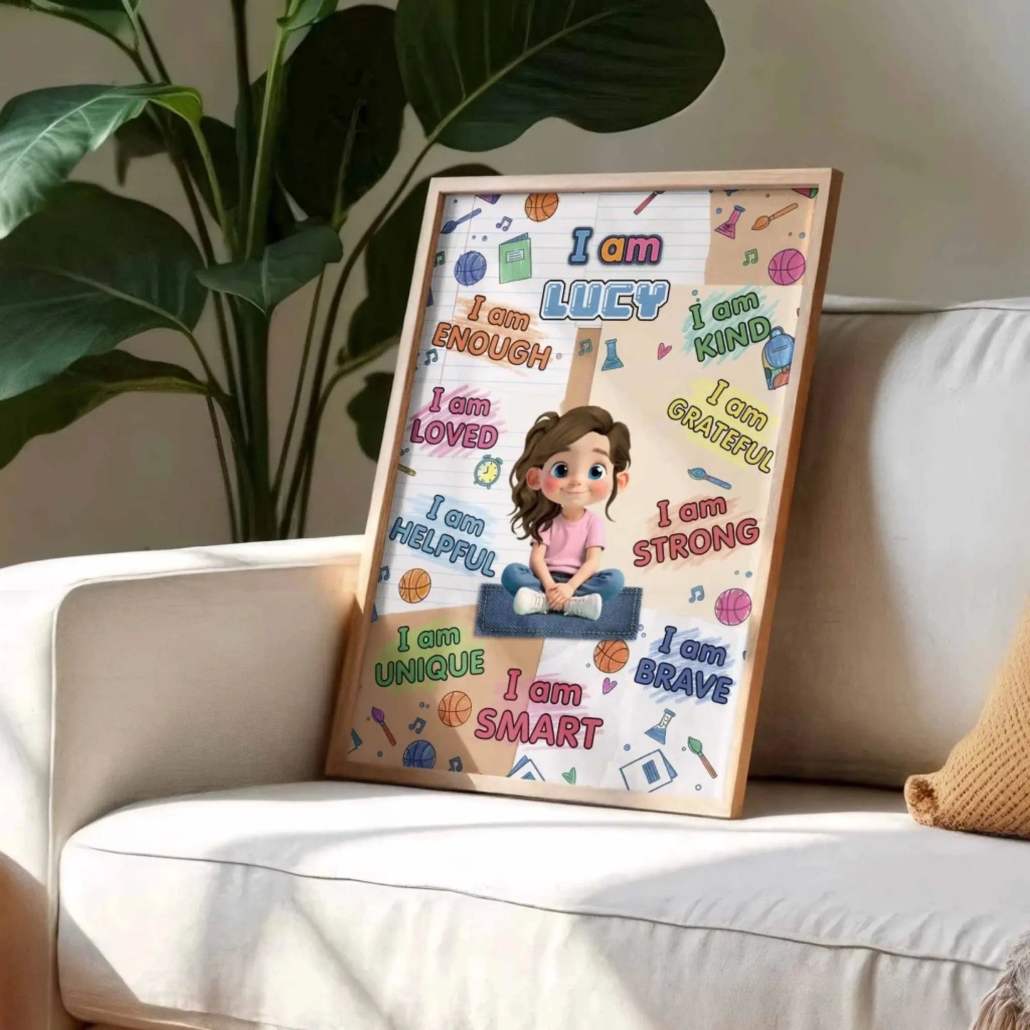 I Am Enough I Am Loved I Am Brave – Personalized Vertical Affirmation Poster Wall Art – Inspirational Birthday & Christmas Gift for Daughters and Young Girls  Ezcustomize