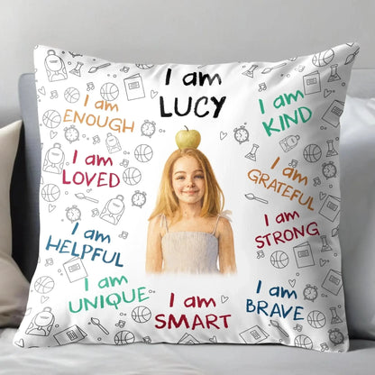 I Am Enough Loved Brave Smart Pillow with Inspirational Icons – Personalized Custom Throw Pillow – Encouraging Birthday & Christmas Gift for Daughters and Young Girls  Ezcustomize