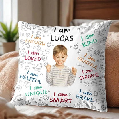 I Am Enough Loved Brave Smart Pillow with Inspirational Icons – Personalized Custom Throw Pillow – Encouraging Birthday & Christmas Gift for Daughters and Young Girls  Ezcustomize