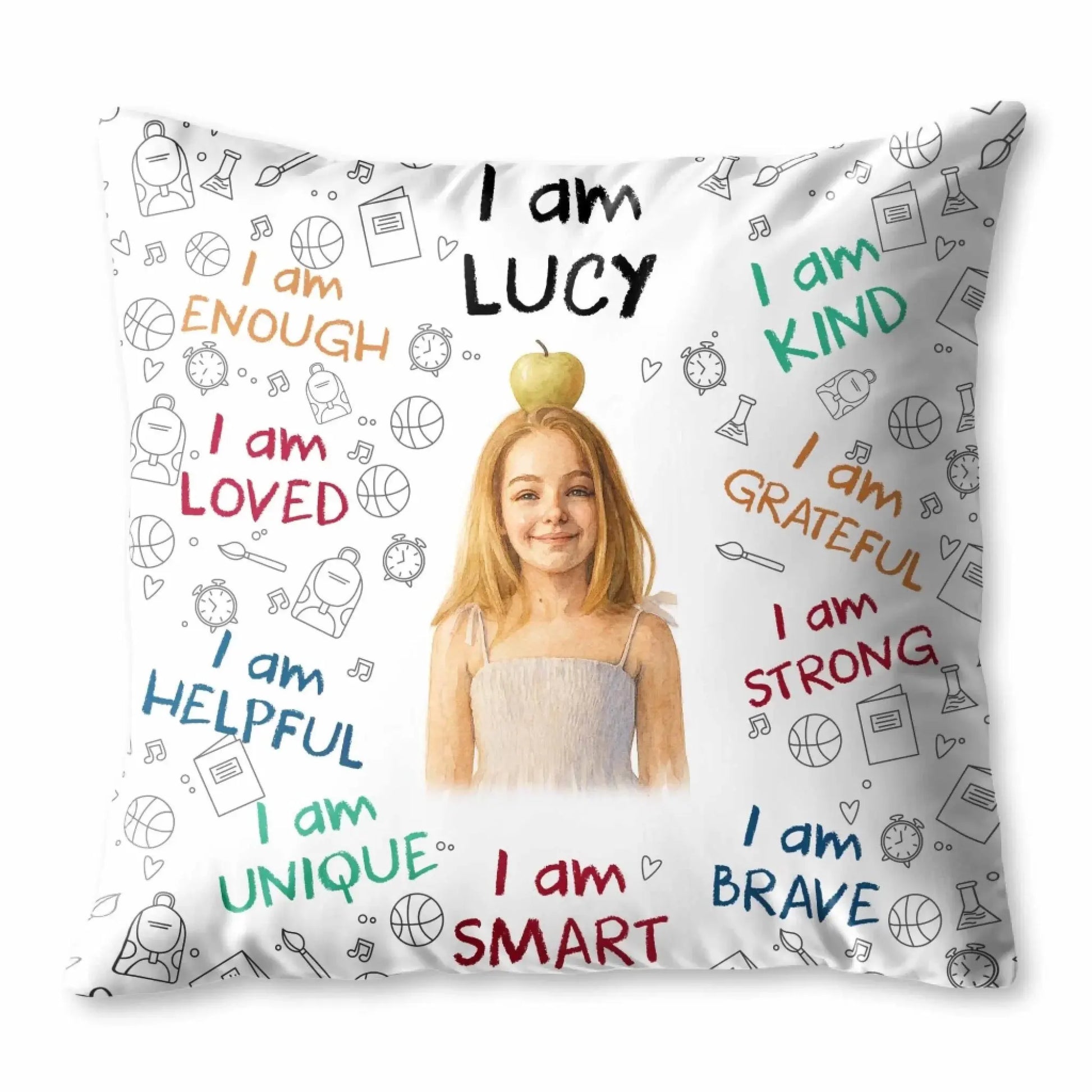 I Am Enough Loved Brave Smart Pillow with Inspirational Icons – Personalized Custom Throw Pillow – Encouraging Birthday & Christmas Gift for Daughters and Young Girls  Ezcustomize