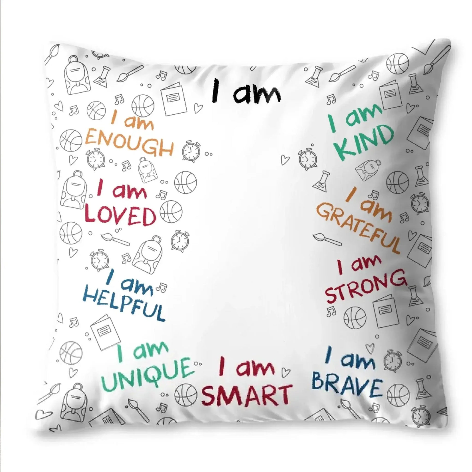 I Am Enough Loved Brave Smart Pillow with Inspirational Icons – Personalized Custom Throw Pillow – Encouraging Birthday & Christmas Gift for Daughters and Young Girls  Ezcustomize