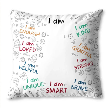 I Am Enough Loved Brave Smart Pillow with Inspirational Icons – Personalized Custom Throw Pillow – Encouraging Birthday & Christmas Gift for Daughters and Young Girls  Ezcustomize