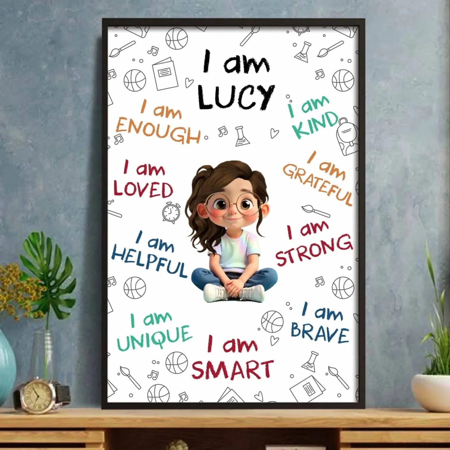 I Am Enough, Loved, Helpful, Unique, Smart - Personal Vertical Poster/Canvas - Gift For Son or Daughters  Ezcustomize