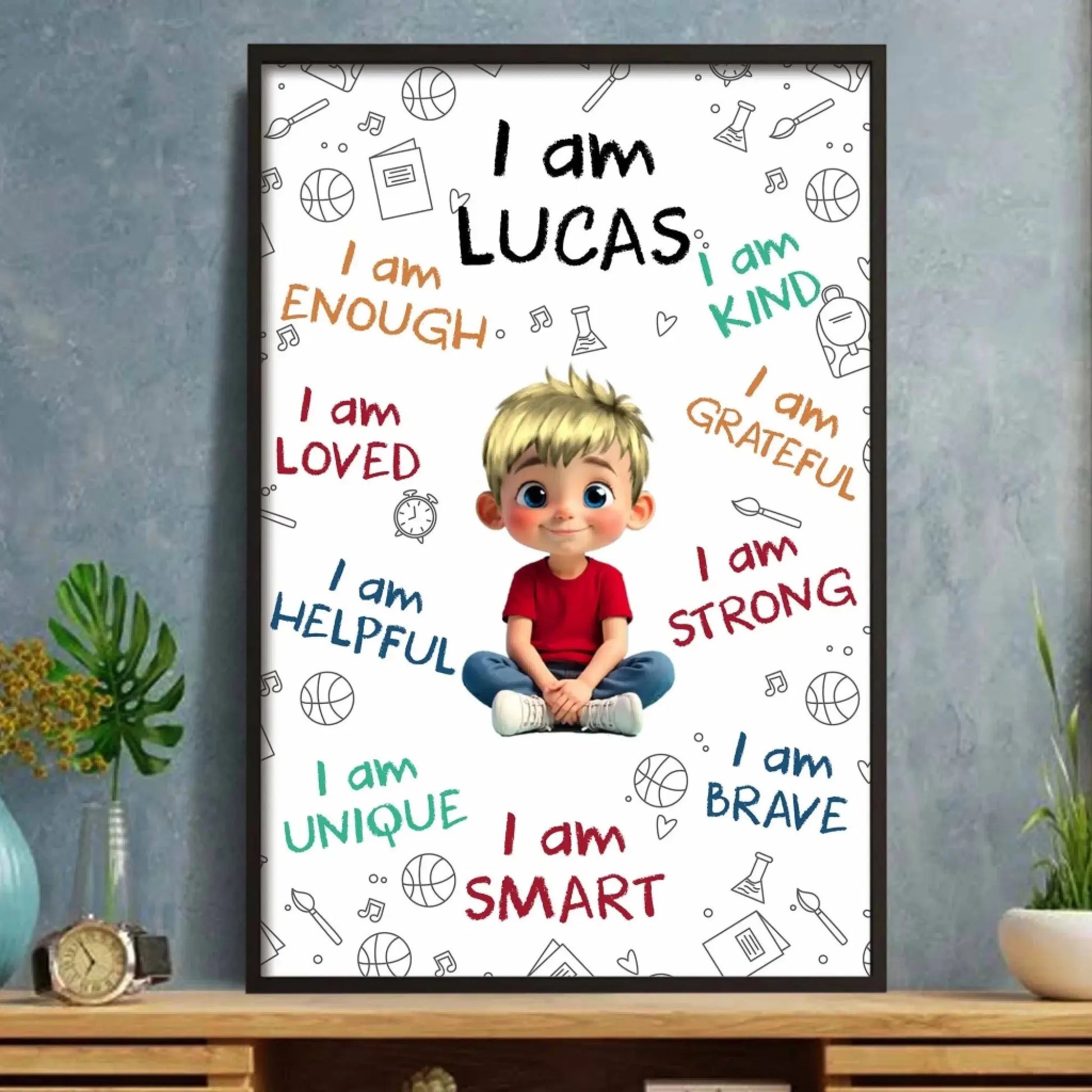 I Am Enough, Loved, Helpful, Unique, Smart - Personal Vertical Poster/Canvas - Gift For Son or Daughters  Ezcustomize