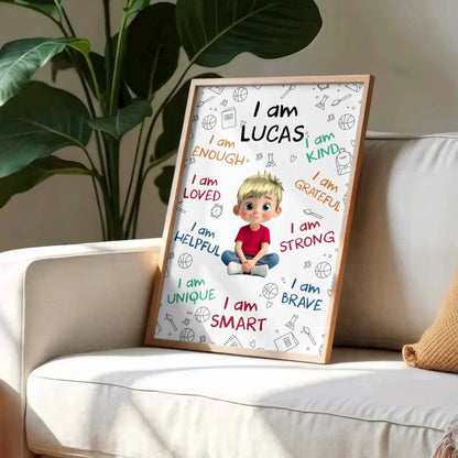I Am Enough, Loved, Helpful, Unique, Smart - Personal Vertical Poster/Canvas - Gift For Son or Daughters  Ezcustomize