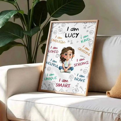 I Am Enough, Loved, Helpful, Unique, Smart - Personal Vertical Poster/Canvas - Gift For Son or Daughters  Ezcustomize