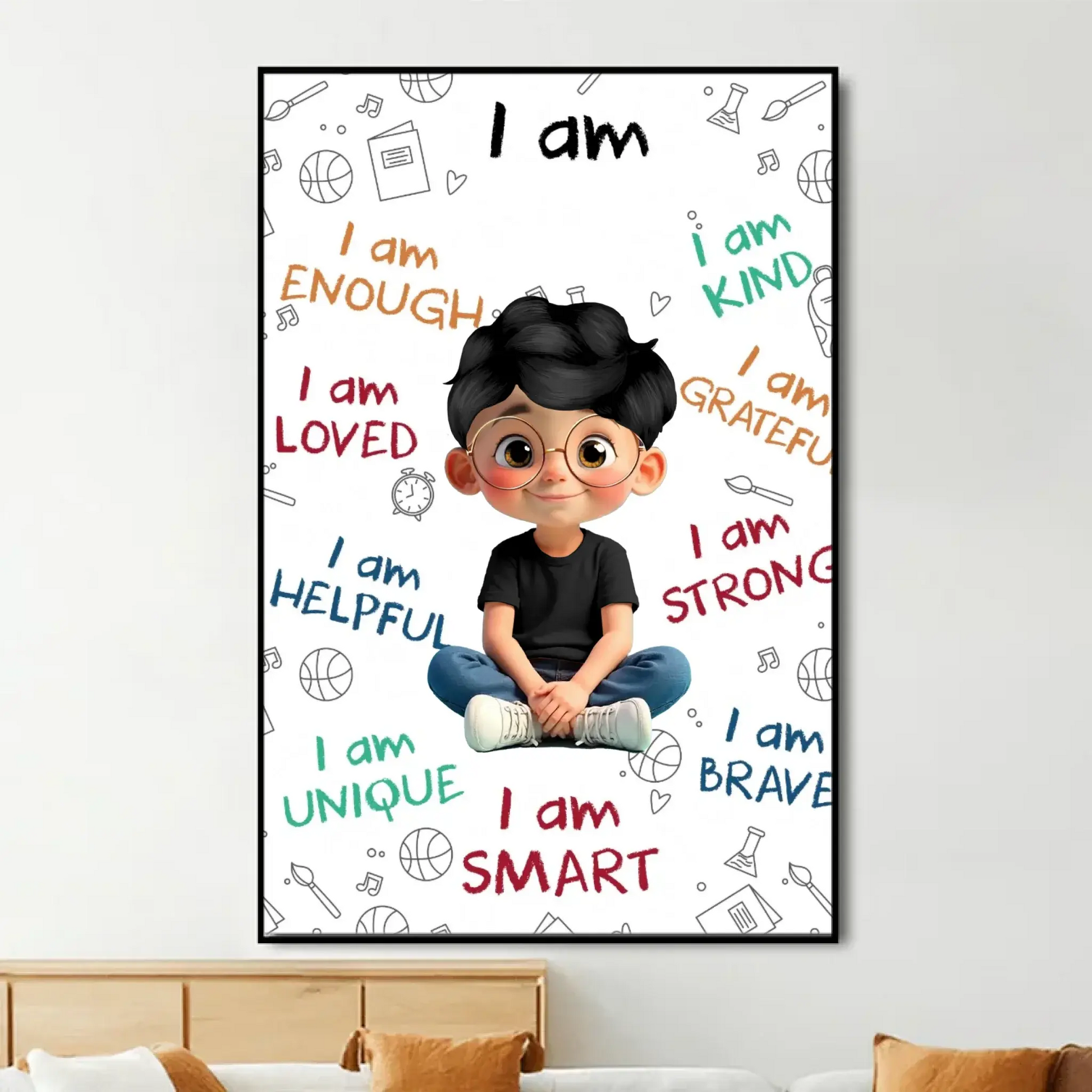 I Am Enough, Loved, Helpful, Unique, Smart - Personal Vertical Poster/Canvas - Gift For Son or Daughters  Ezcustomize