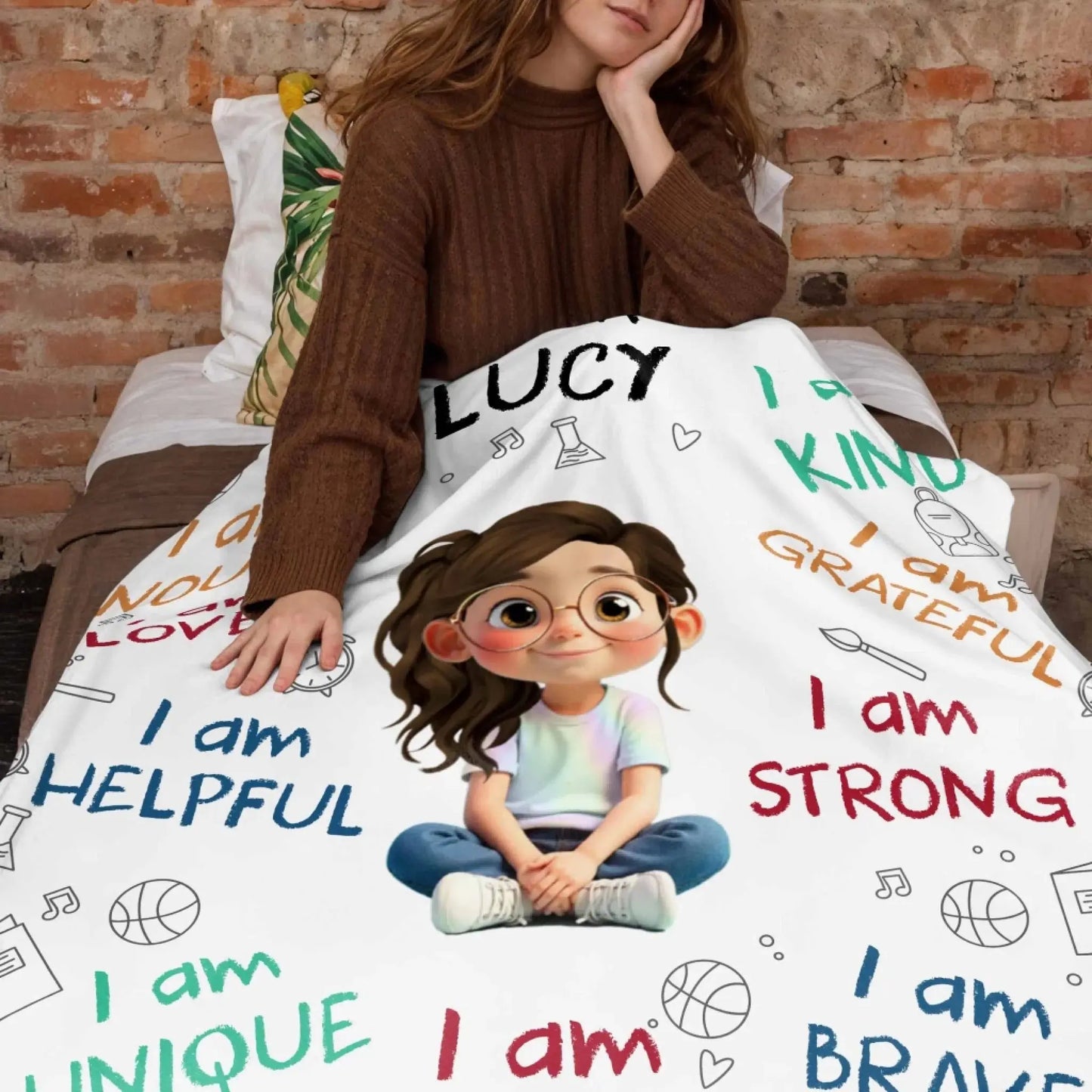 I Am Enough, Loved, Unique, Brave Kid - Personalized Custom Blanket - Gift For Grandson, Granddaughter, Son, Daughter  Ezcustomize