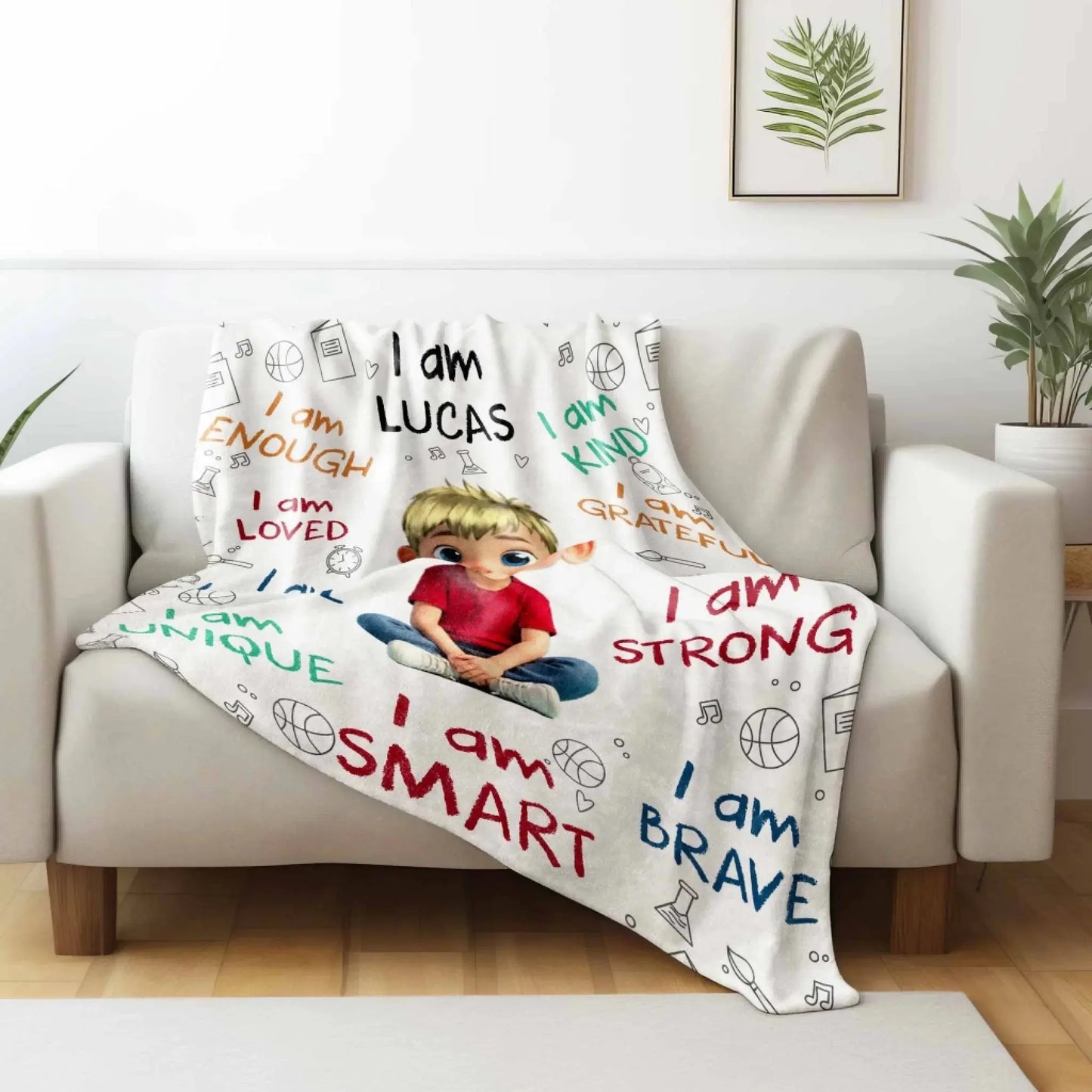 I Am Enough, Loved, Unique, Brave Kid - Personalized Custom Blanket - Gift For Grandson, Granddaughter, Son, Daughter  Ezcustomize