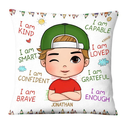 I Am Kind Affirmation – Personalized Custom Throw Pillow Cushion – Meaningful Birthday & Encouragement Gift for Grandson  Ezcustomize