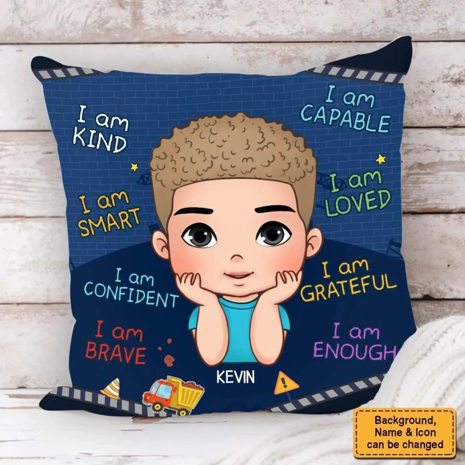 I Am Kind Affirmation – Personalized Custom Throw Pillow Cushion – Meaningful Birthday & Encouragement Gift for Grandson  Ezcustomize