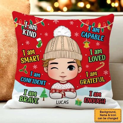I Am Kind Affirmation – Personalized Custom Throw Pillow Cushion – Meaningful Birthday & Encouragement Gift for Grandson  Ezcustomize