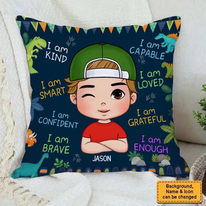 I Am Kind Affirmation – Personalized Custom Throw Pillow Cushion – Meaningful Birthday & Encouragement Gift for Grandson  Ezcustomize