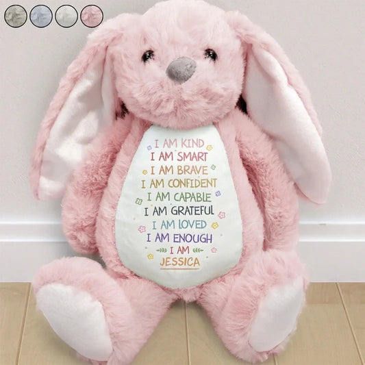 I Am Kind I Am Smart Affirmation – Personalized Soft Toy Bunny Plush – Gift for Kids  Ezcustomize