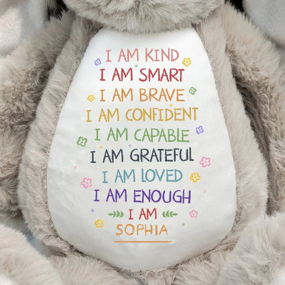 I Am Kind I Am Smart Affirmation – Personalized Soft Toy Bunny Plush – Gift for Kids  Ezcustomize
