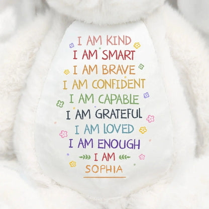 I Am Kind I Am Smart Affirmation – Personalized Soft Toy Bunny Plush – Gift for Kids  Ezcustomize