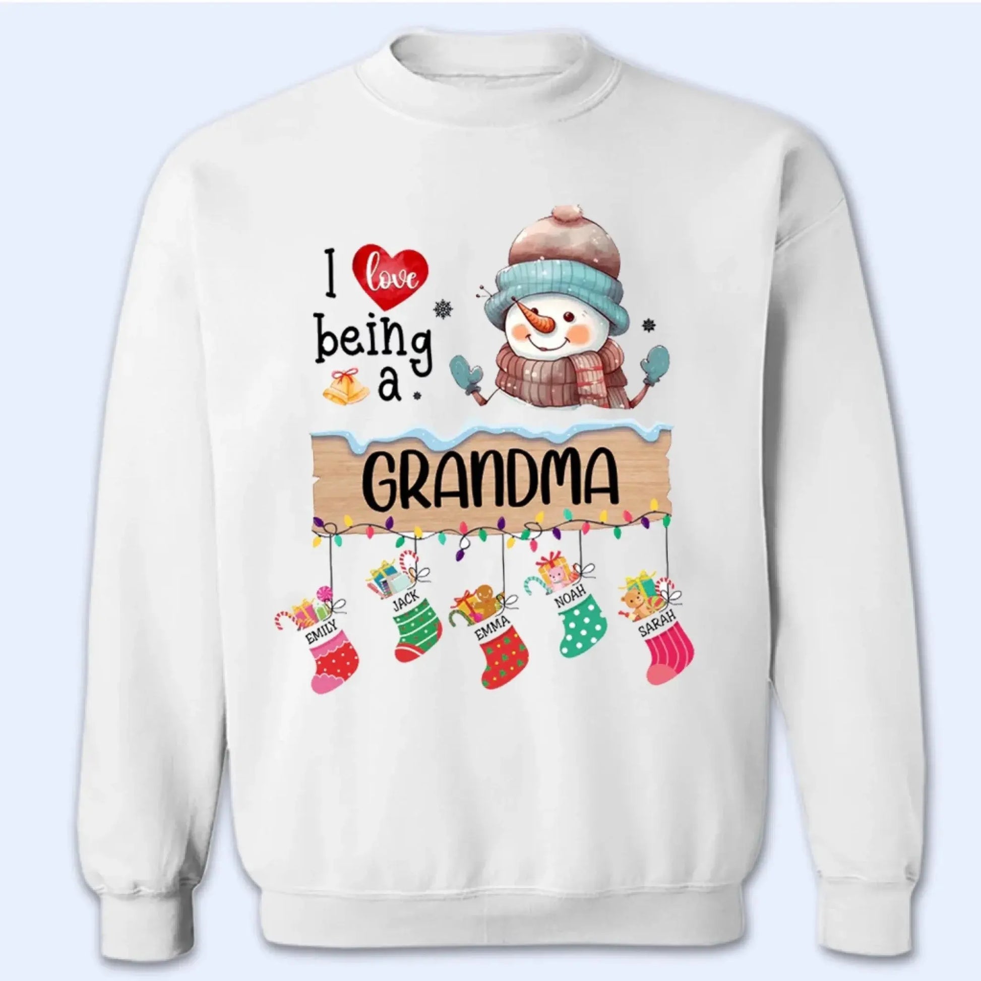 I Love Being A Grandma Shirt – Personalized Christmas Sweatshirt with Stockings and Kids’ Names – Custom Holiday Gift for Grandma or Nana  Ezcustomize