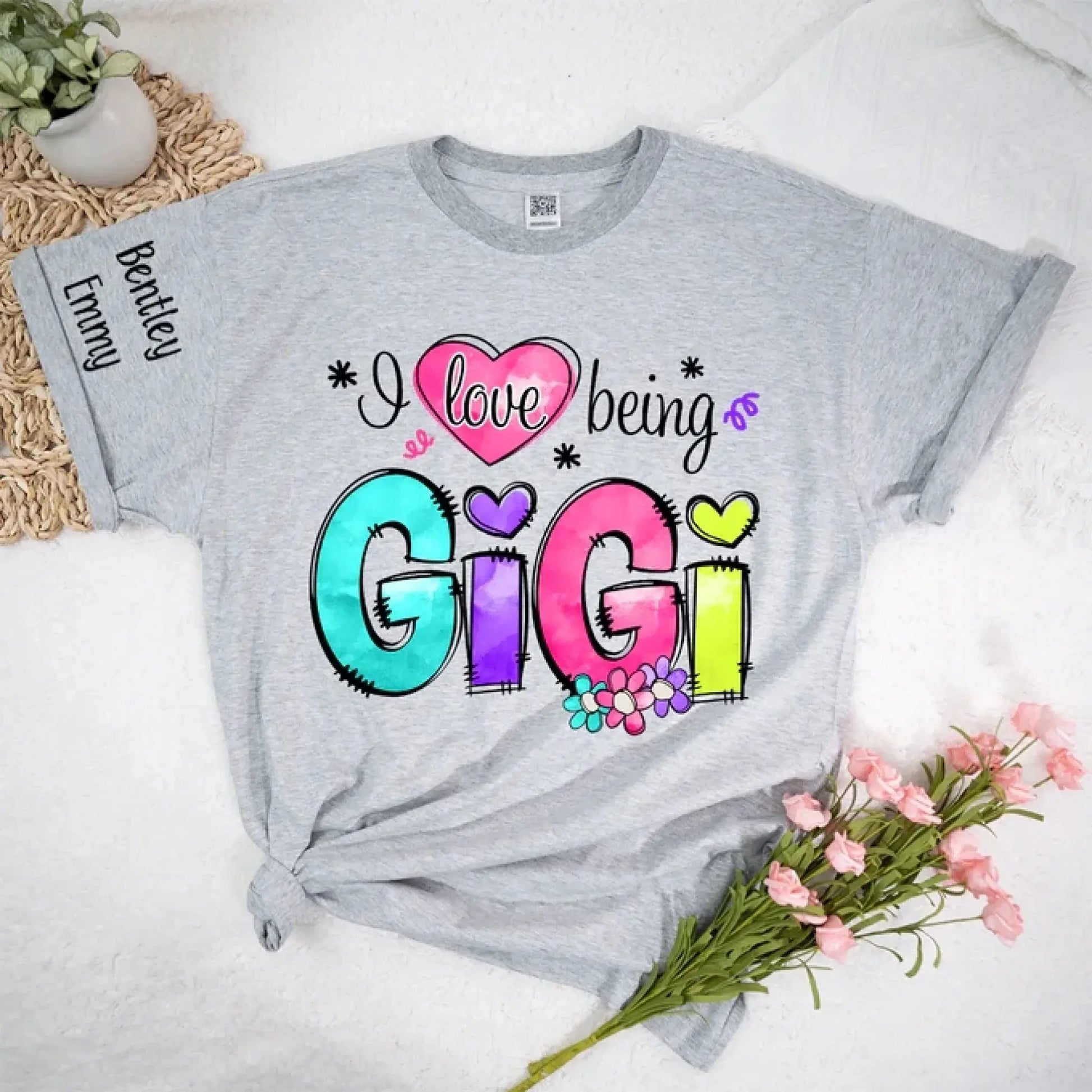 I Love Being Gigi Shirt – Personalized Custom Grandma/Nana Tee with Grandkids’ Names, Cute Gift for Gigi or Nana  Ezcustomize