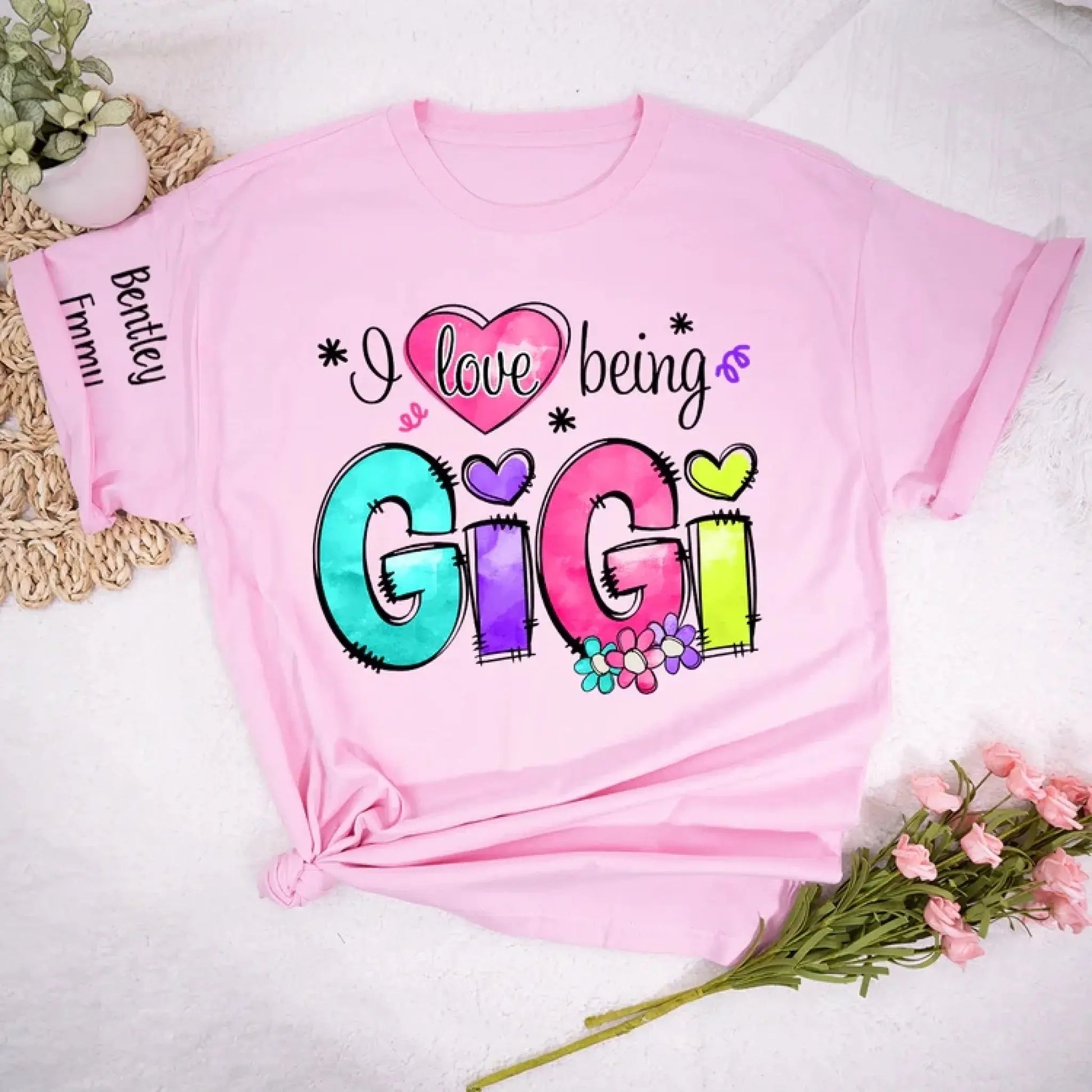 I Love Being Gigi Shirt – Personalized Custom Grandma/Nana Tee with Grandkids’ Names, Cute Gift for Gigi or Nana  Ezcustomize