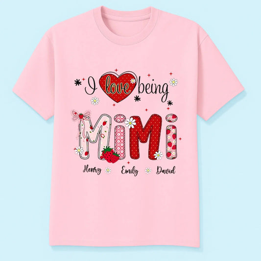 I Love Being a Grandma Shirt – Personalized Strawberry Grandma Tee with Grandkids' Names – Cute Summer Gift for Nana, Gigi, or Grandma  Ezcustomize