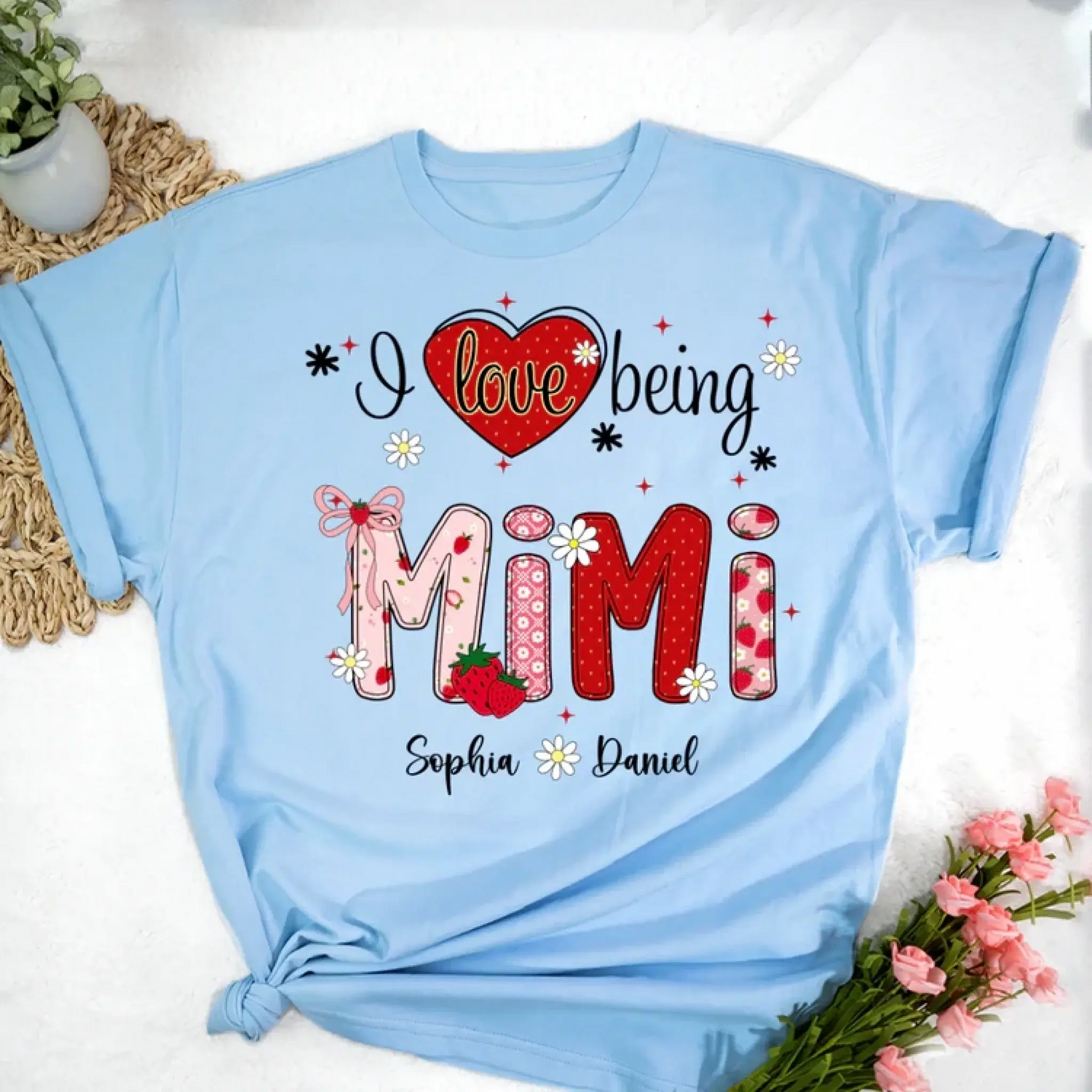 I Love Being a Grandma Shirt – Personalized Strawberry Grandma Tee with Grandkids' Names – Cute Summer Gift for Nana, Gigi, or Grandma  Ezcustomize