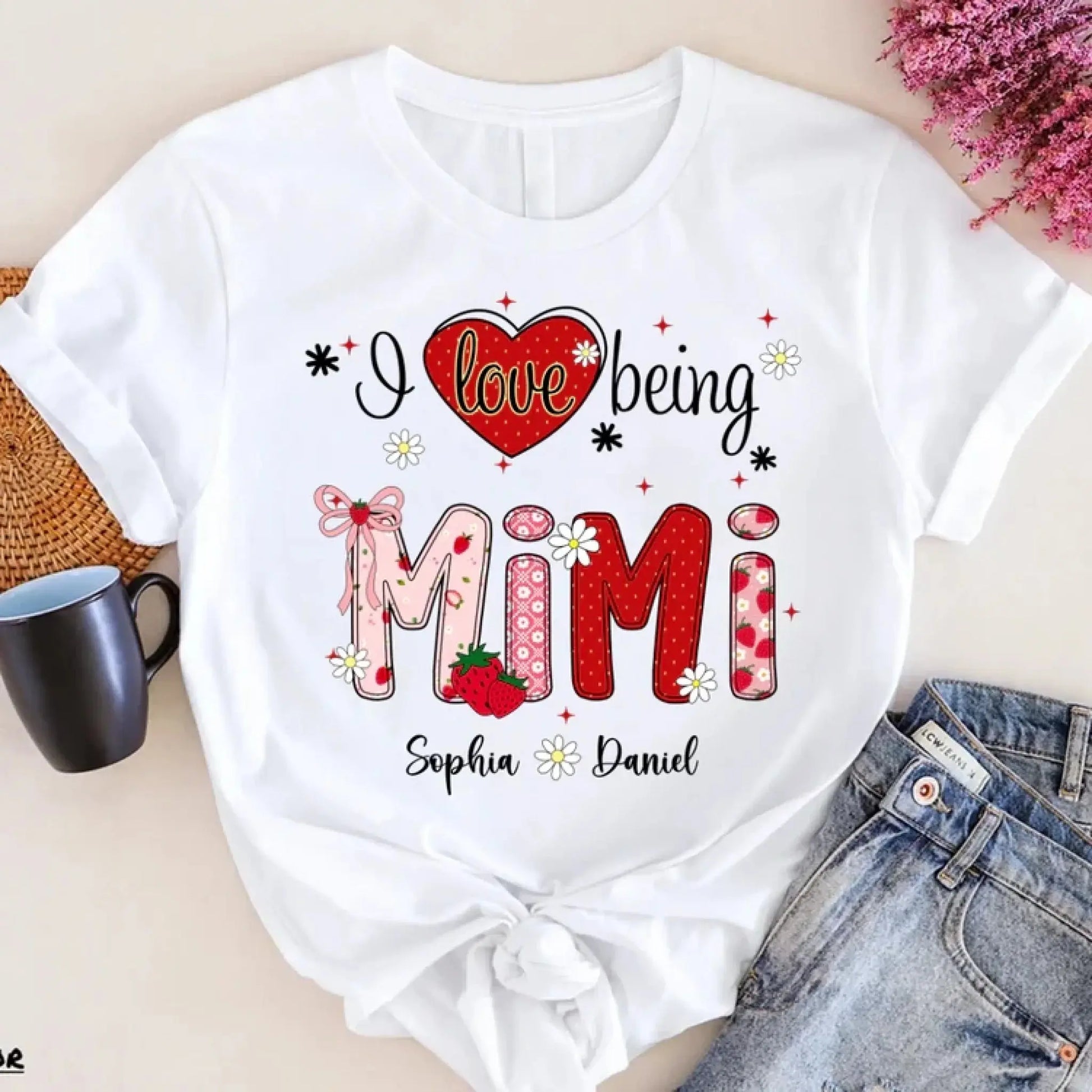 I Love Being a Grandma Shirt – Personalized Strawberry Grandma Tee with Grandkids' Names – Cute Summer Gift for Nana, Gigi, or Grandma  Ezcustomize