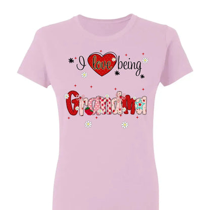 I Love Being a Grandma Shirt – Personalized Strawberry Grandma Tee with Grandkids' Names – Cute Summer Gift for Nana, Gigi, or Grandma  Ezcustomize
