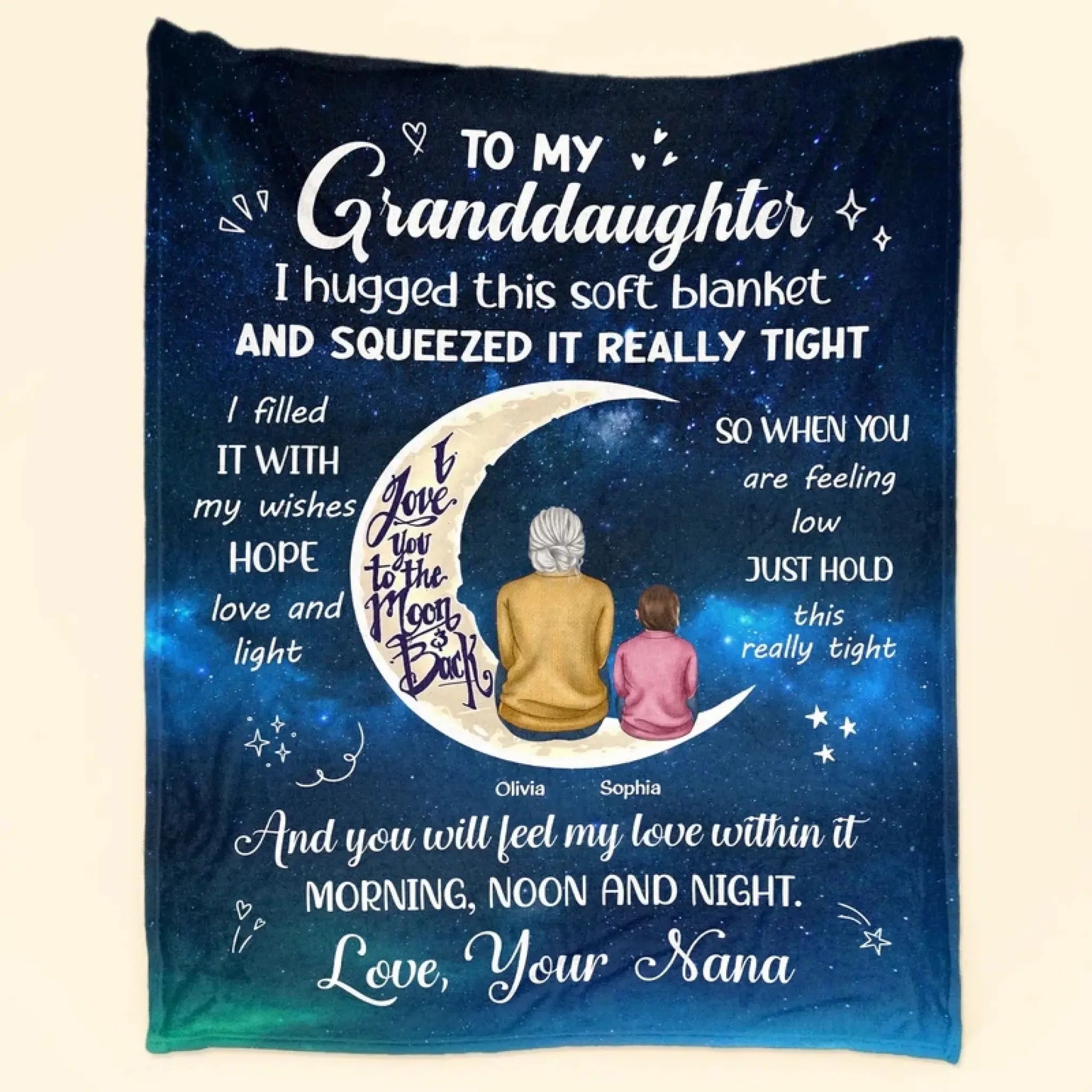 I Love You to the Moon and Back Granddaughter Galaxy Moon & Stars – Personalized Blanket – Birthday Gift for Granddaughter/Grandson  Ezcustomize