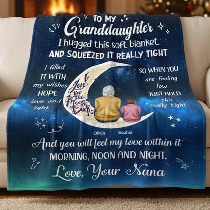 I Love You to the Moon and Back Granddaughter Galaxy Moon & Stars – Personalized Blanket – Birthday Gift for Granddaughter/Grandson  Ezcustomize