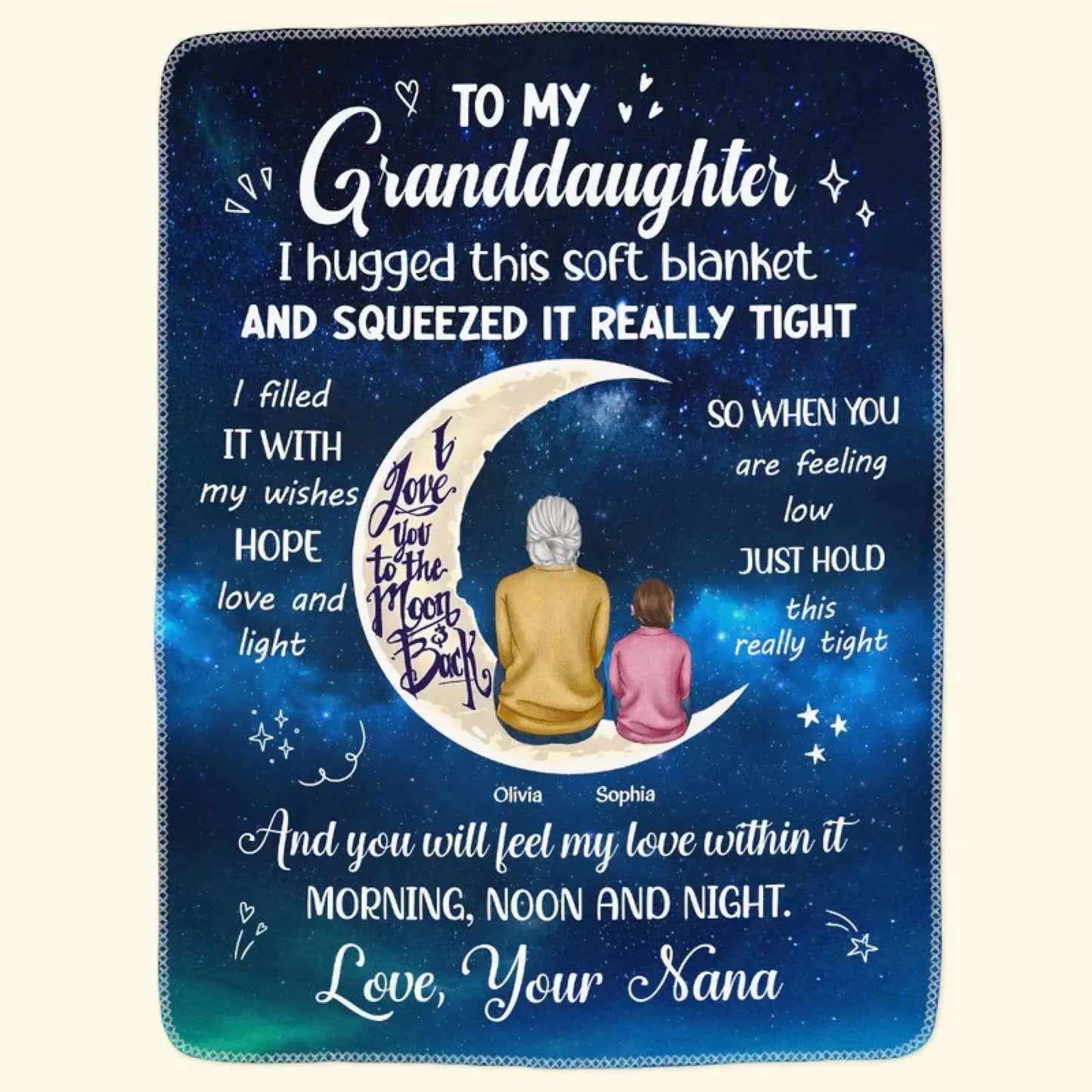 I Love You to the Moon and Back Granddaughter Galaxy Moon & Stars – Personalized Blanket – Birthday Gift for Granddaughter/Grandson  Ezcustomize