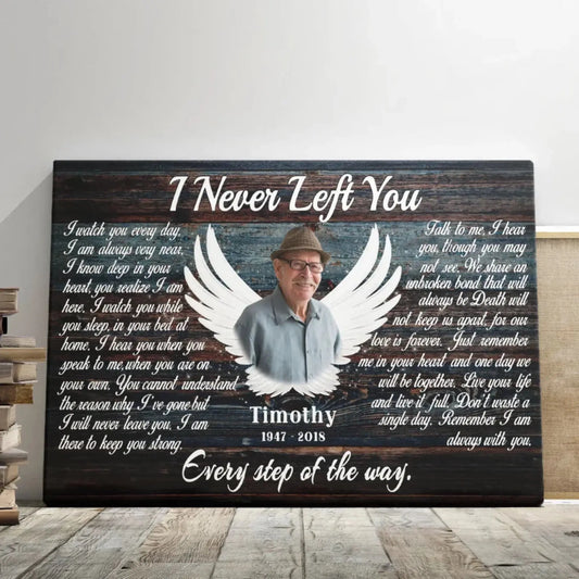 "I Never Left You" Sympathy Keepsake - Personalized Poster/Canvas Prints - Custom Memorial Photo Gift with Angel Wings  Ezcustomize