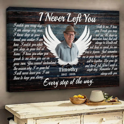 "I Never Left You" Sympathy Keepsake - Personalized Poster/Canvas Prints - Custom Memorial Photo Gift with Angel Wings  Ezcustomize