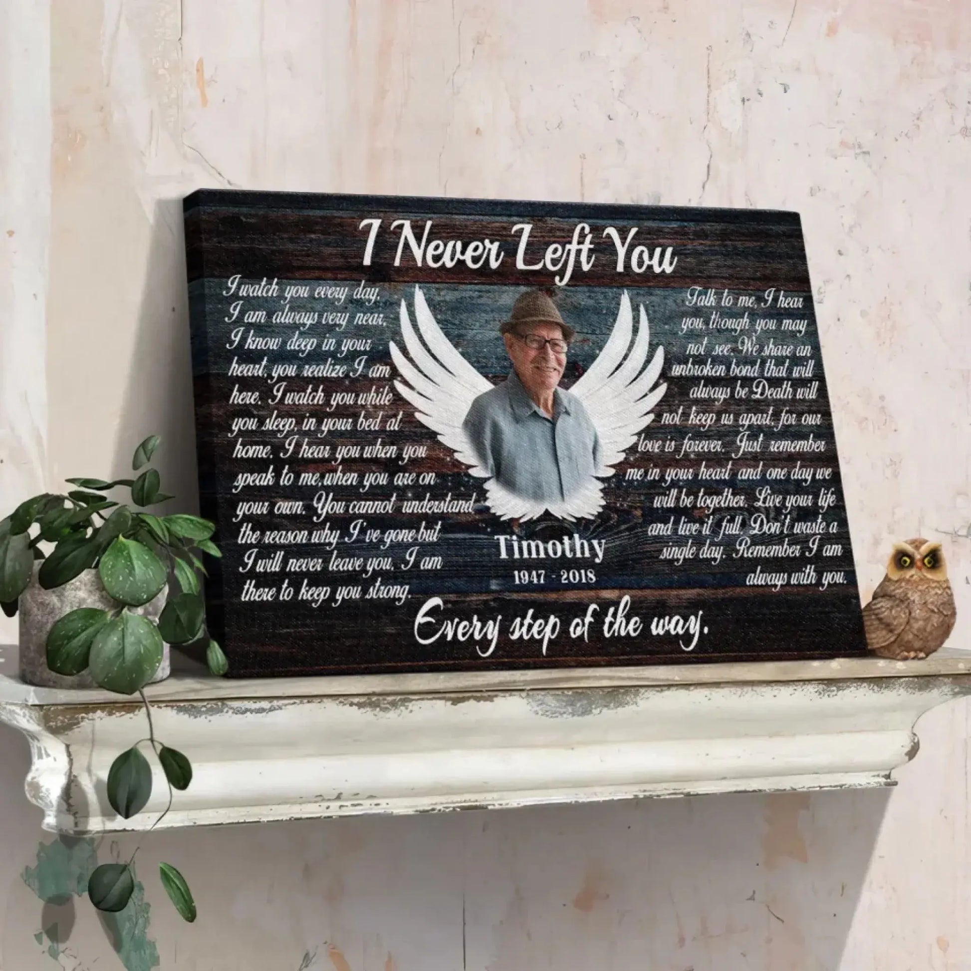 "I Never Left You" Sympathy Keepsake - Personalized Poster/Canvas Prints - Custom Memorial Photo Gift with Angel Wings  Ezcustomize