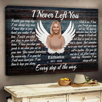 "I Never Left You" Sympathy Keepsake - Personalized Poster/Canvas Prints - Custom Memorial Photo Gift with Angel Wings  Ezcustomize