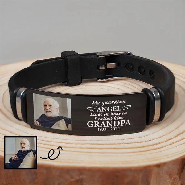 I Used To Be His Angel Loss Of Loved One - Personalized Photo Engraved Bracelet