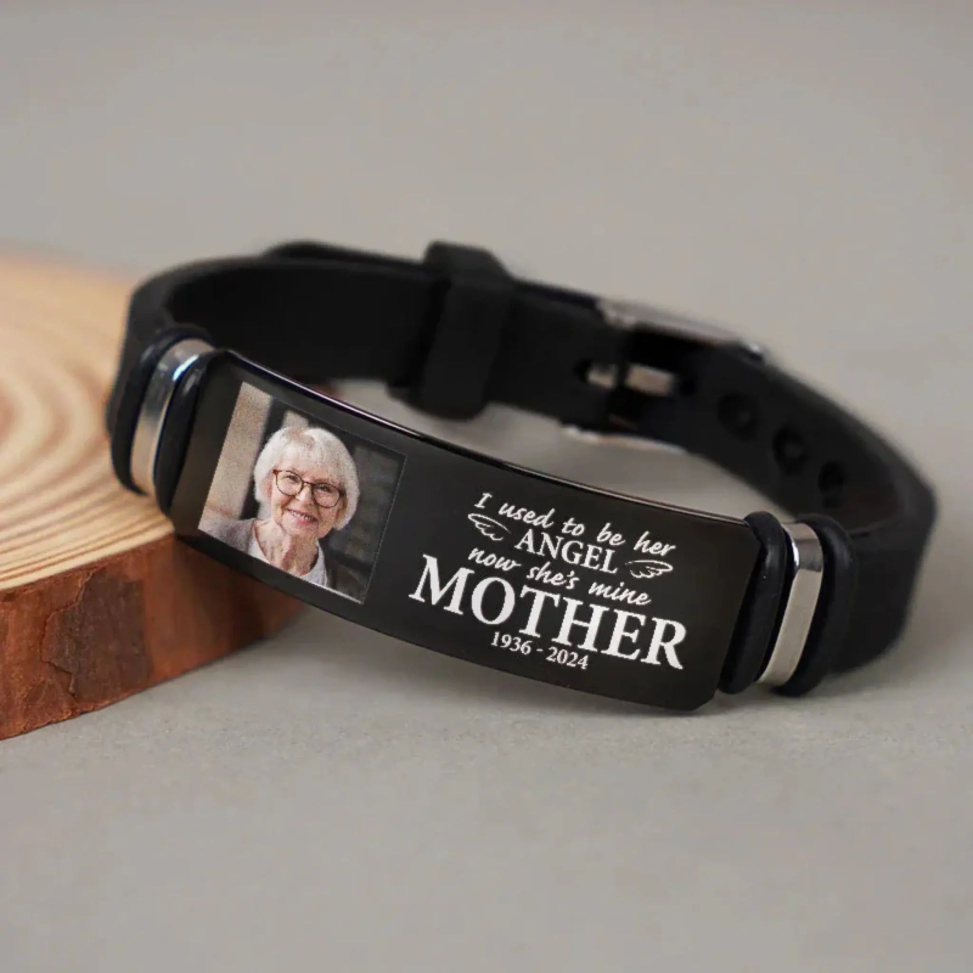 I Used To Be His Angel Loss Of Loved One - Personalized Photo Engraved Bracelet  Ezcustomize
