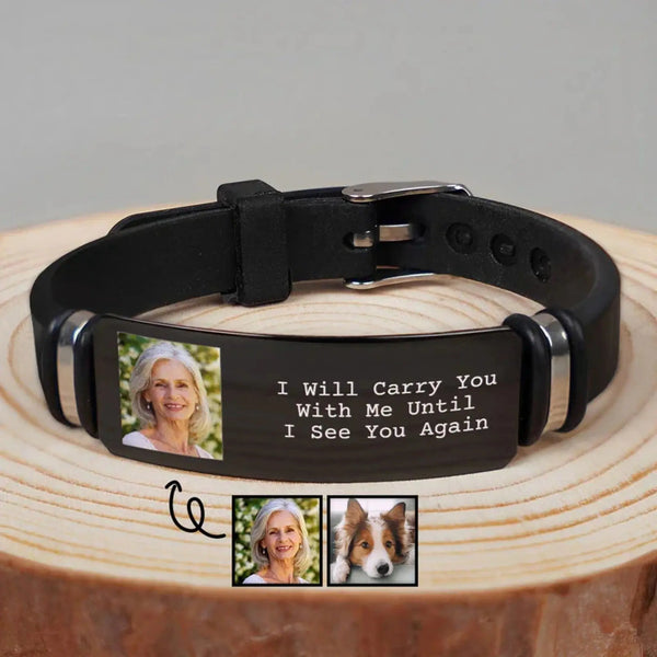 "I Will Carry You" - Photo Engraved Bracelet - Personalized Sympathy Gift