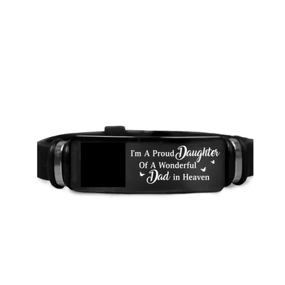 I'm A Proud Daughter - Custom Photo Memorial Gift For Women, Daughters, Mom, Dad - Personalized Engraved Bracelet  Ezcustomize