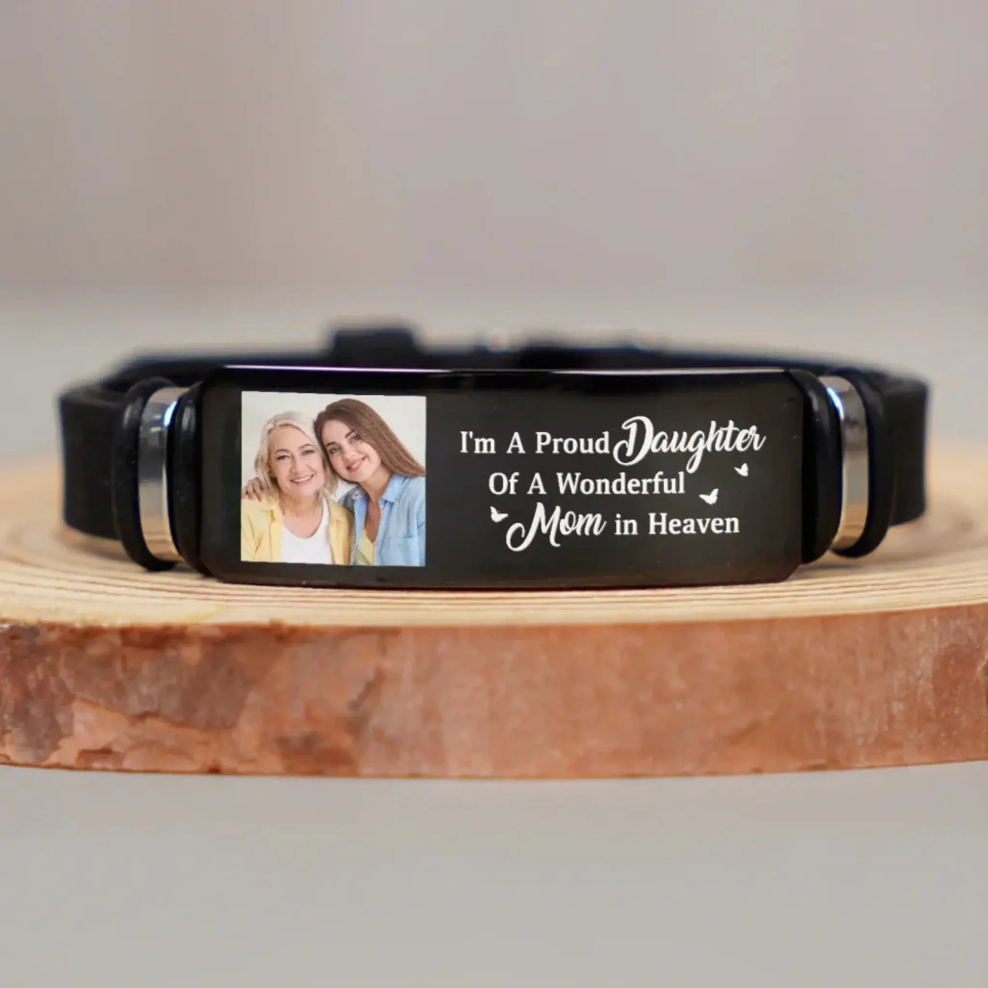 I'm A Proud Daughter - Custom Photo Memorial Gift For Women, Daughters, Mom, Dad - Personalized Engraved Bracelet  Ezcustomize