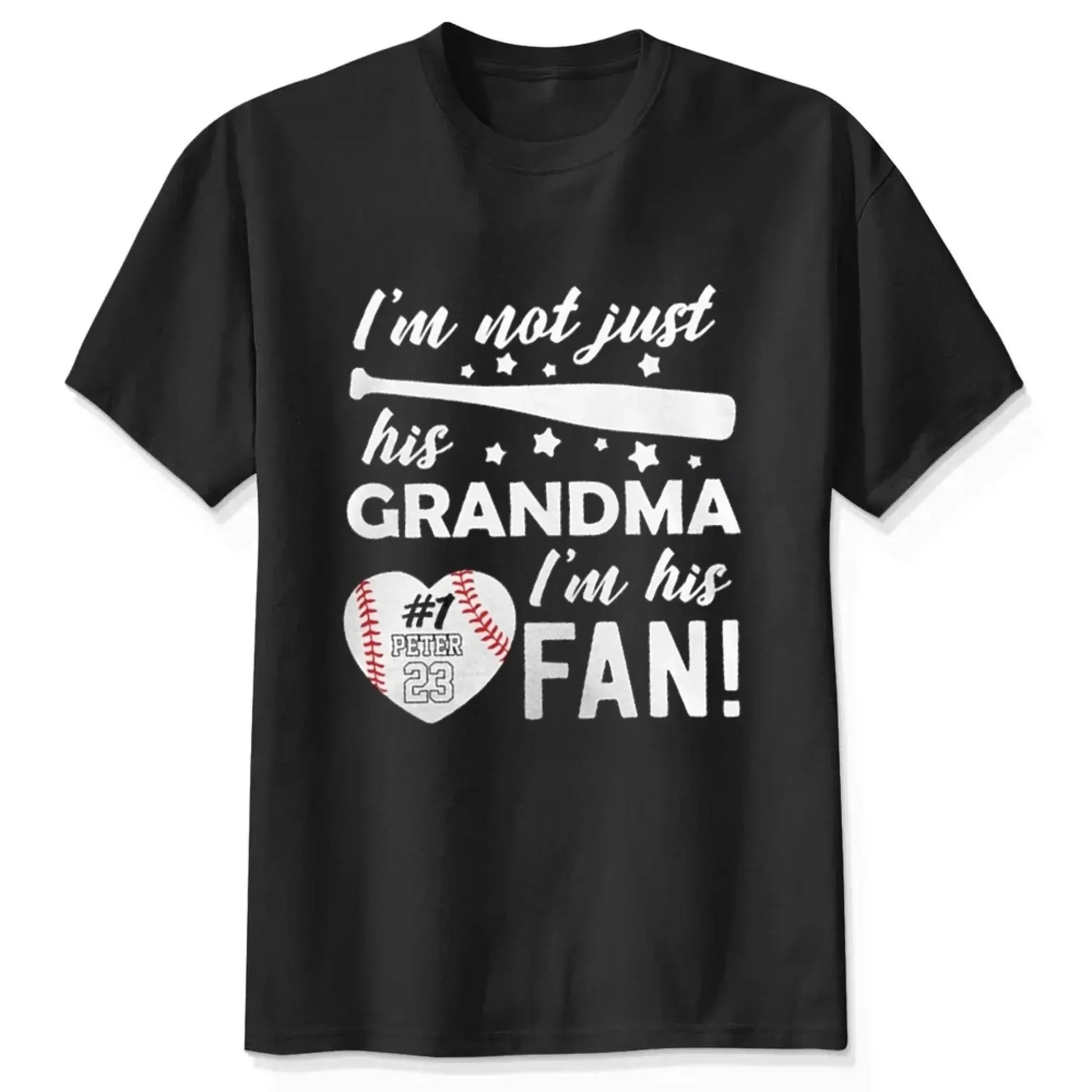 I’m Not Just His Grandma, I’m His #1 Fan – Personalized T-Shirt – Custom Sports Gift for Proud Grandmas and Fans  Ezcustomize