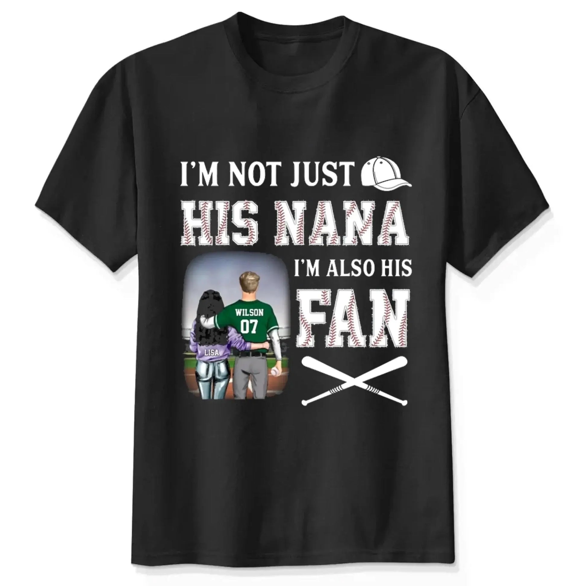 I'm Not Just His Nana I'm Also His Fan - Personalized T-Shirt, Gift For Grandma  Ezcustomize