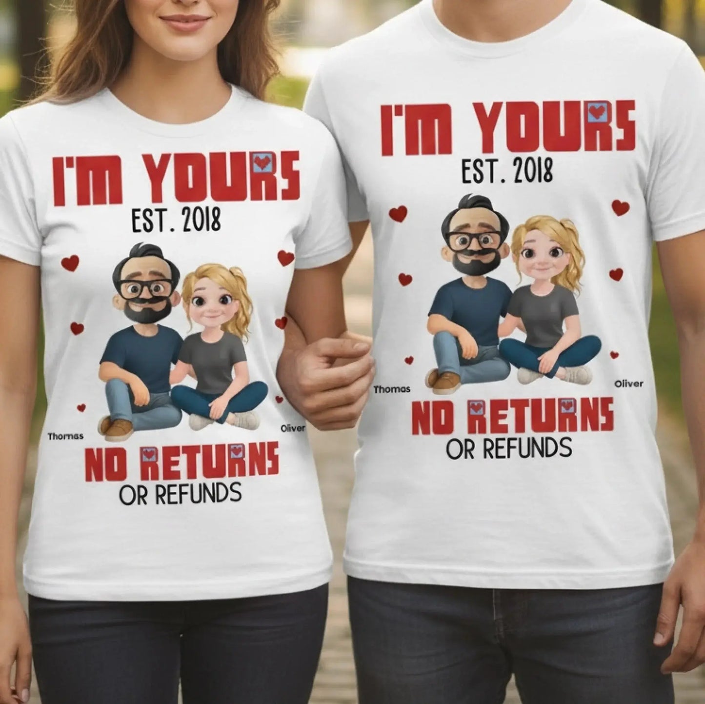 I’m Yours No Returns Or Refunds – Personalized Couple Shirt Tee – Funny Anniversary & Valentine’s Day Gift for Husband Wife Girlfriend Boyfriend  Ezcustomize