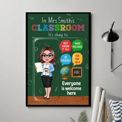 In This Classroom It’s Okay – 3D Effect Action Figure Personalized Teacher Poster, Custom Back To School Wall Art Gift for Teachers  Ezcustomize